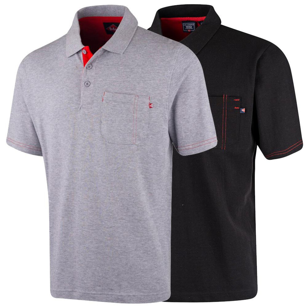Lee Cooper (, Xl) Workwear Mens Short Sleeve Top Front Pocket Casual Work Polo Shirt Black