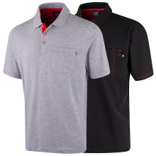 (Grey, M) Lee Cooper Workwear Mens Short Sleeve Top Front Pocket Casual Work Polo Shirt