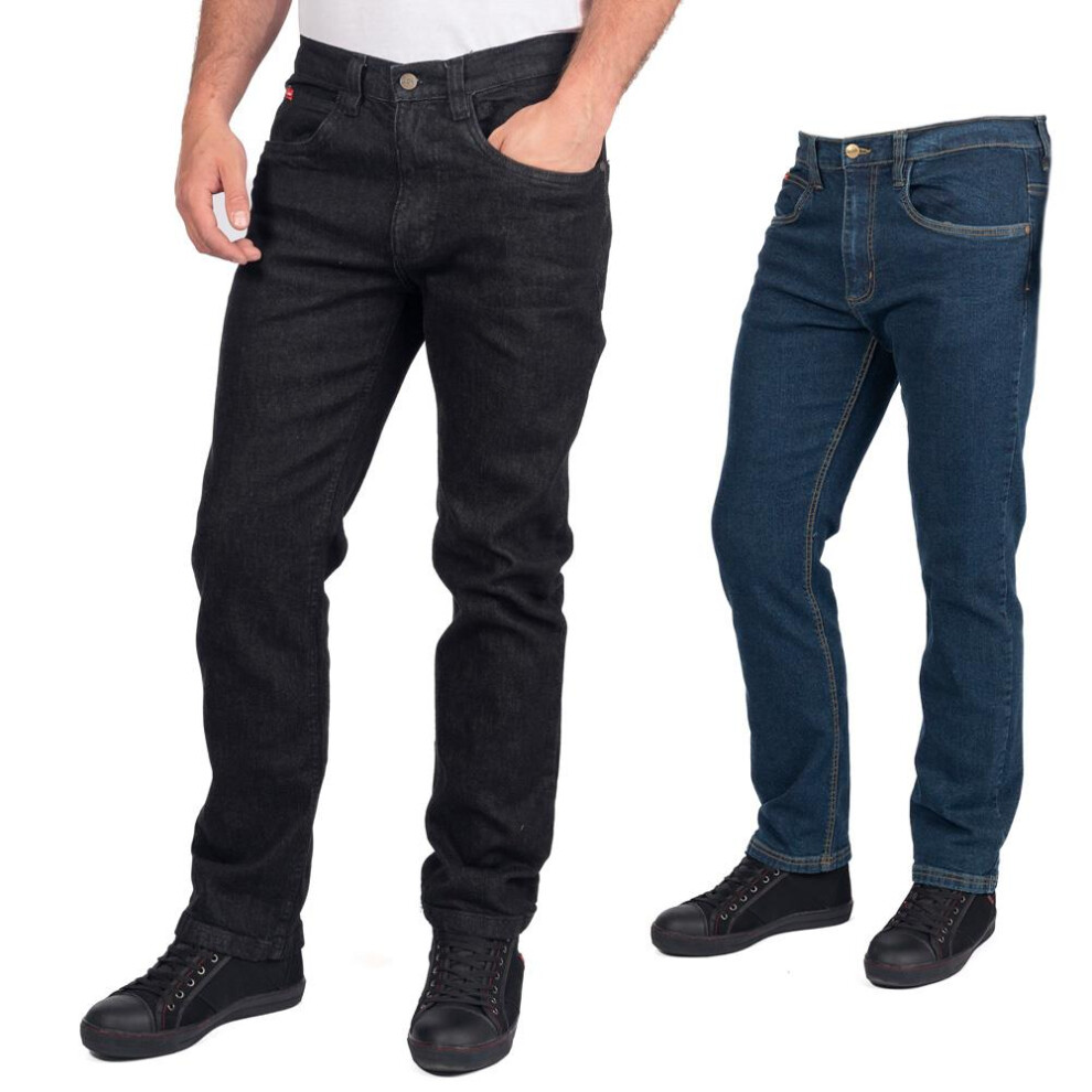(Black, 32W/Short) Lee Cooper Workwear Mens Stretch Straight Leg Jean Trousers Work Denim Jeans
