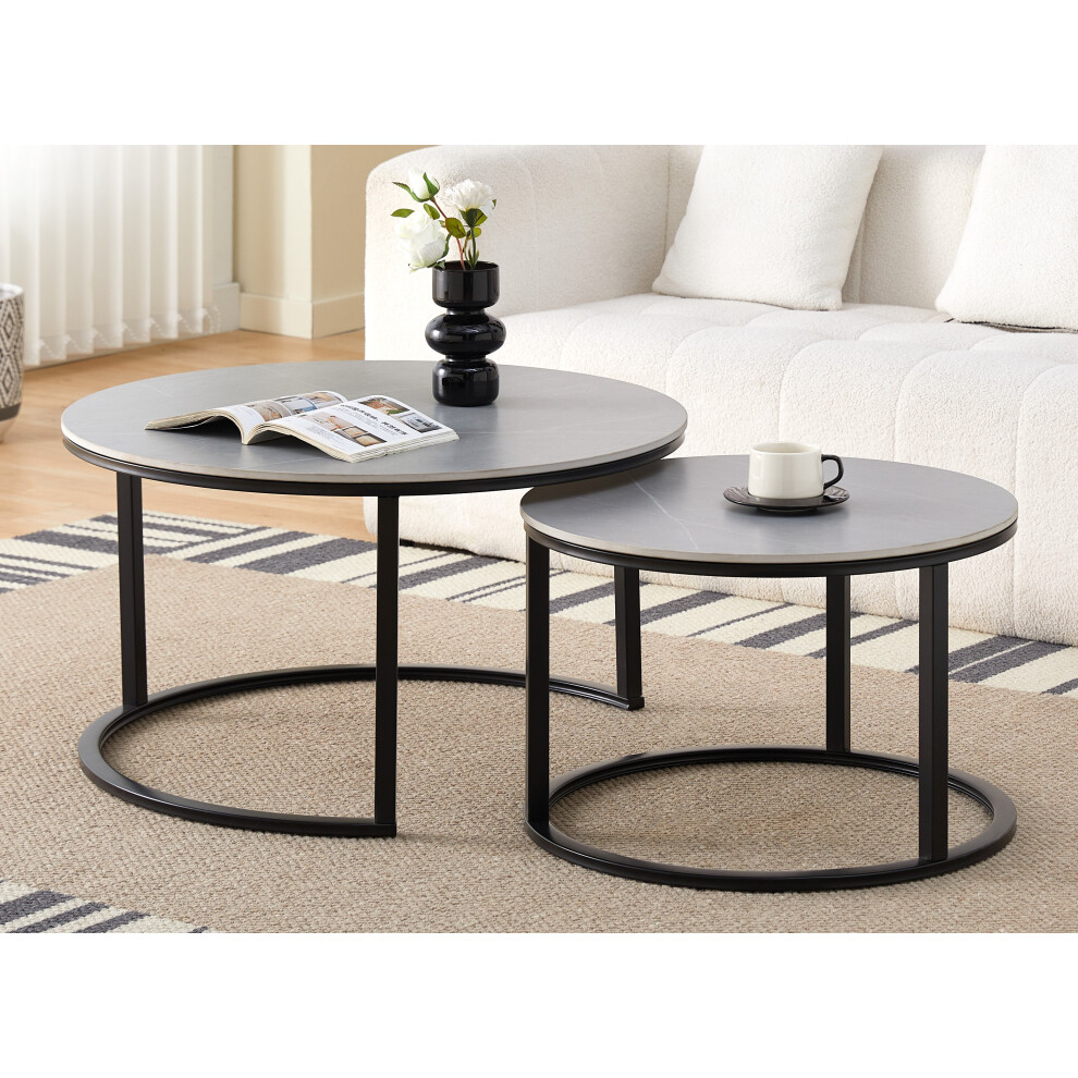 Dual Sintered Stone Nested Coffee Table Set