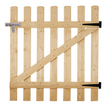 (Natural, 90*90cm) Pine Wood Garden Pedestrian Fence Gate Backyard Entrance Gate with Latch