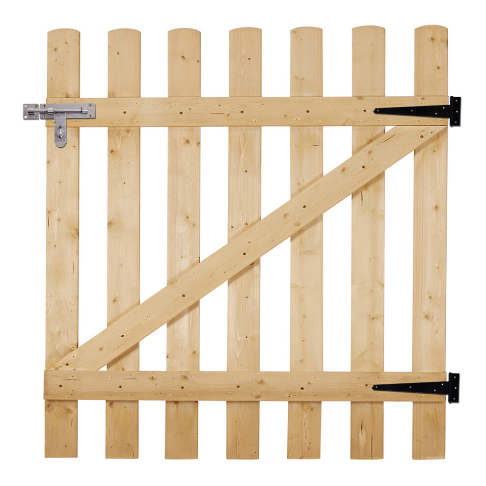 (Natural, 90*90cm) Pine Wood Garden Pedestrian Fence Gate Backyard Entrance Gate with Latch
