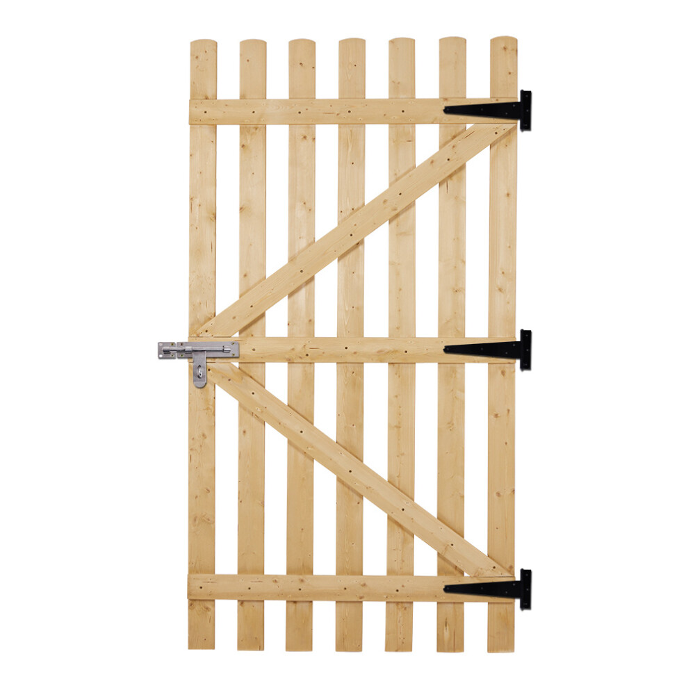 (Natural, 90*150Cm) Pine Wood Garden Pedestrian Fence Gate Backyard Entrance Gate With Latch 747674410109