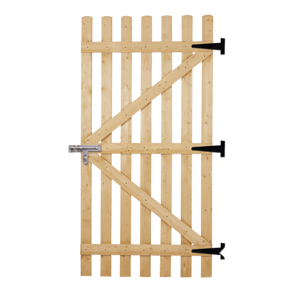 (Natural, 90*180Cm) Pine Wood Garden Pedestrian Fence Gate Backyard Entrance Gate With Latch 747674410116