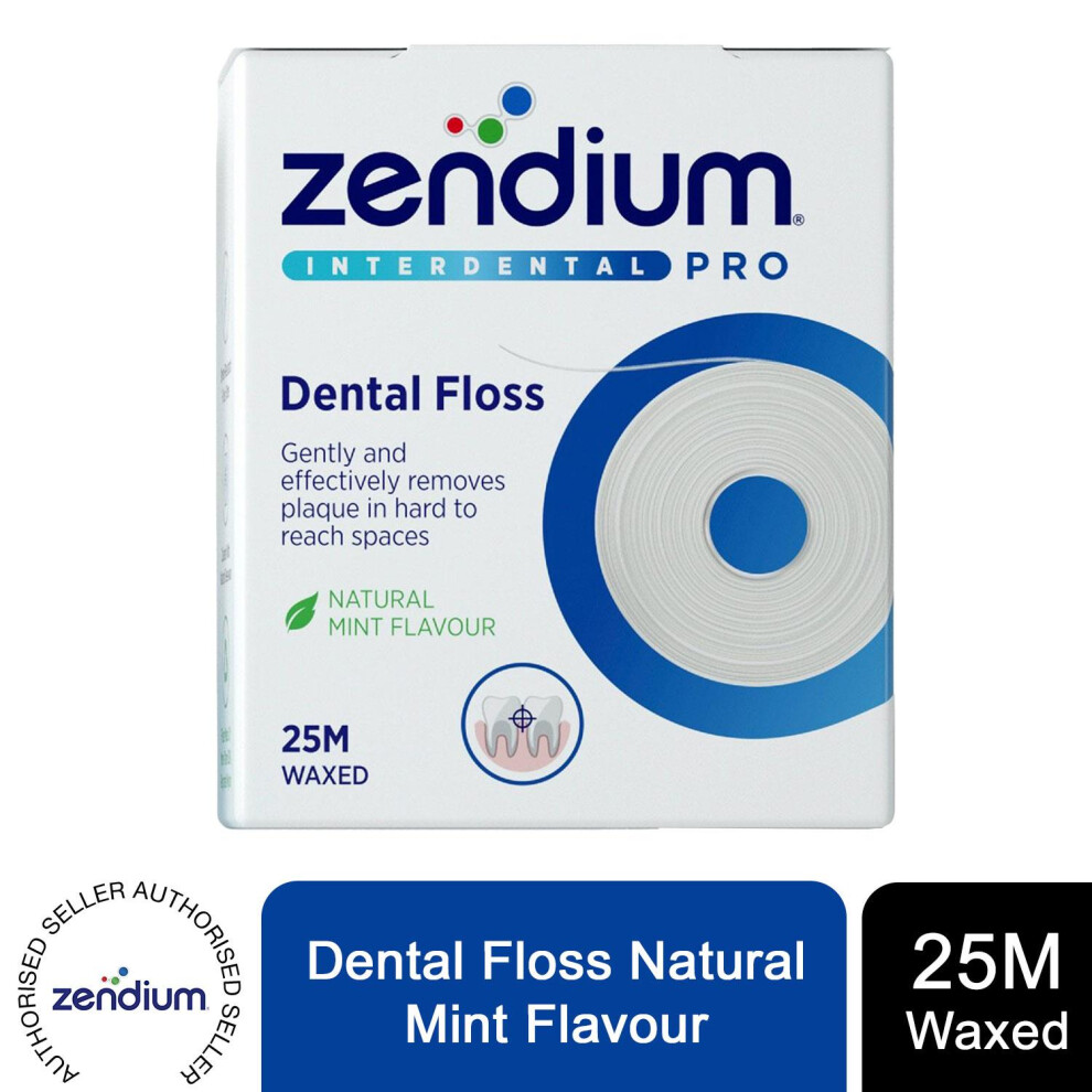 Zendium Dental Floss With Natural Mint Flavour Gentally, 25M