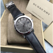 BURBERRY BU9030 UNISEX WATCH BLACK STRAP & GREY DIAL WITH SILVER CASE