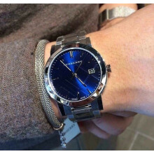 BURBERRY BU9031 Unisex Watch - Blue Dial, Silver Stainless Steel Case & Bracelet, 38mm, Date, 50m WR, Quartz