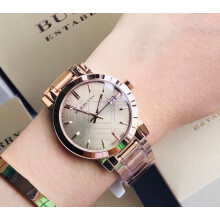 BURBERRY BU9034 UNISEX WATCH ROSE GOLD STRAP ROSE GOLD DIAL GOLD CASE