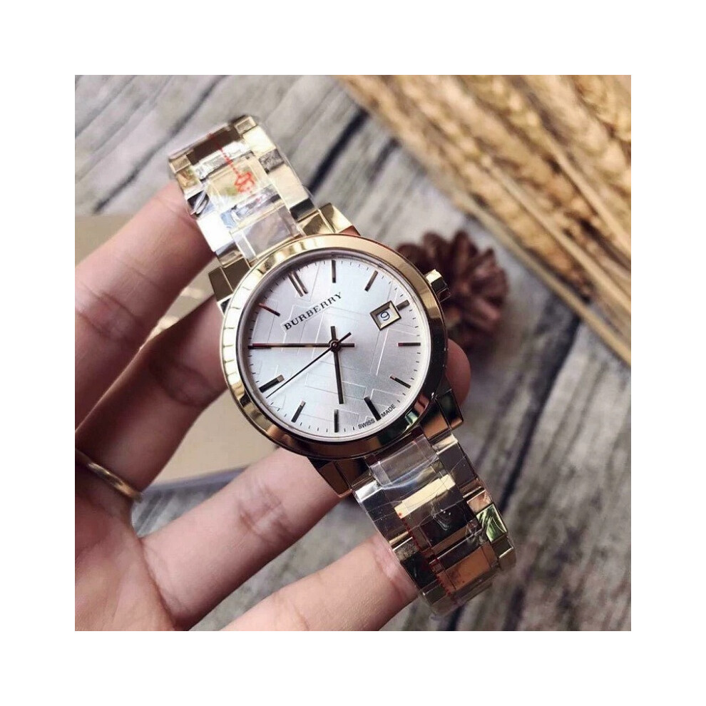 BURBERRY BU9103 WOMEN'S WATCH GOLD BRACELET WHITE DIAL GOLD CASE