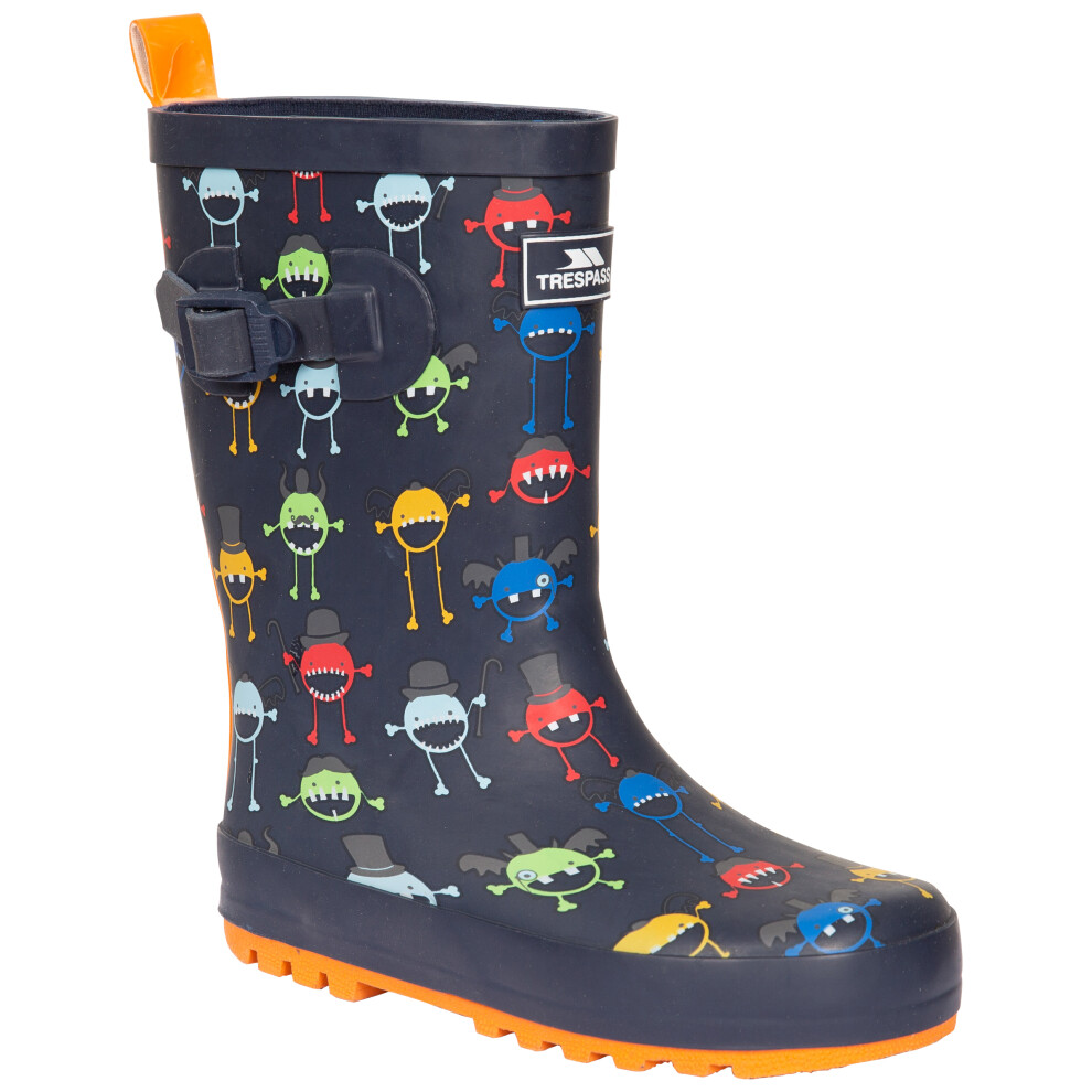 (1, Monster Print) Trespass Kids Welly Boot Wellies Puddle