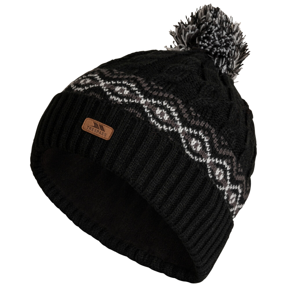 (EACH, Black/White) Trespass Mens Bobble Beanie Hat Andrews