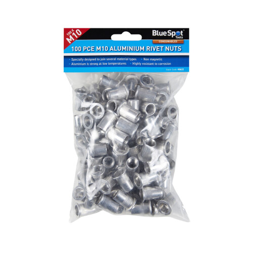 BlueSpot Blue Spot Tools - 100 PCE M10 Aluminium Rivet Nuts