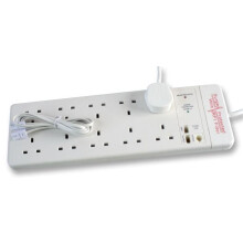PRO ELEC - 10 Gang Surge Protected Extension Lead, White 2m