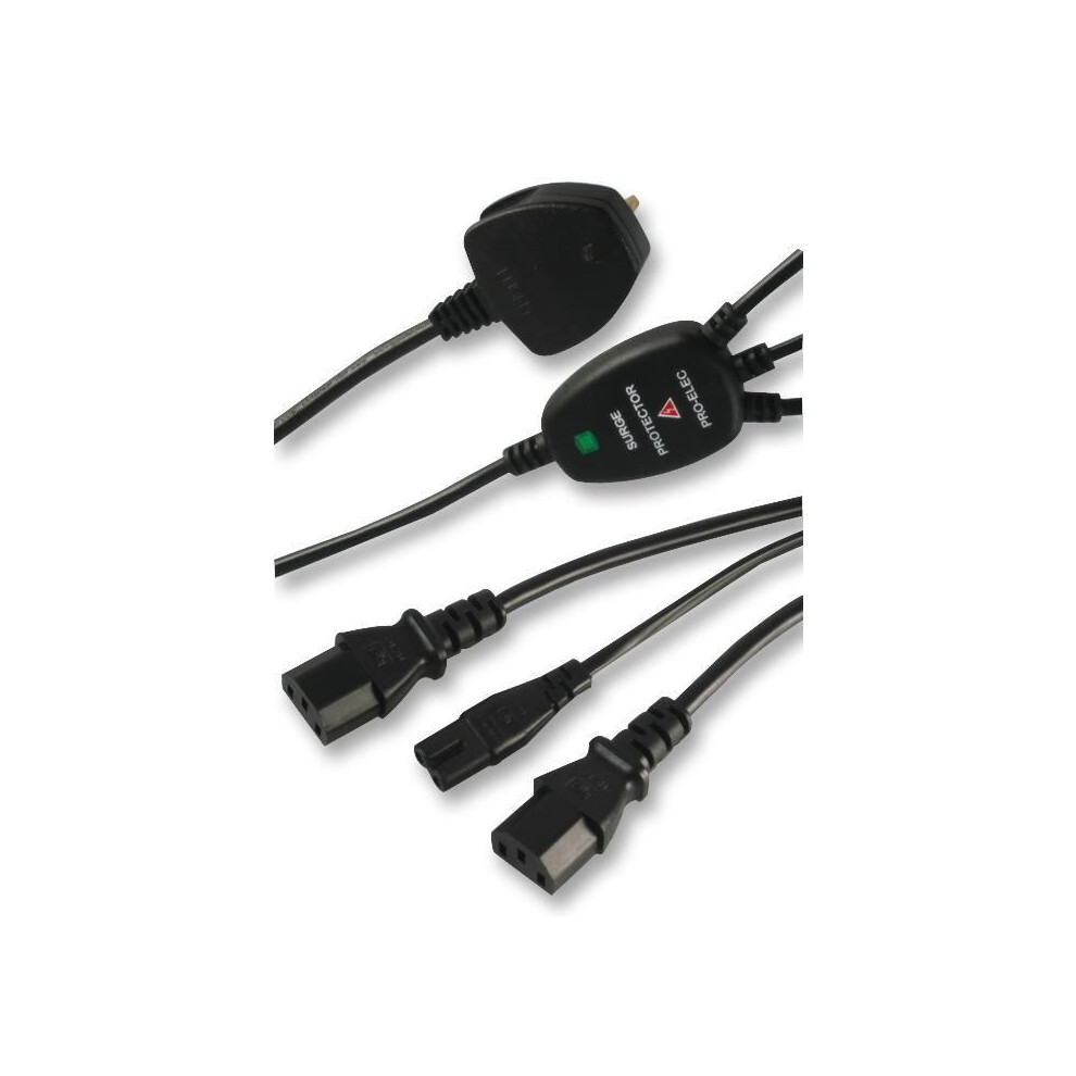 Pro Elec - Iec Splitter, 2X Iec + Fig 8 Power Lead With Surge Protector 642610970474