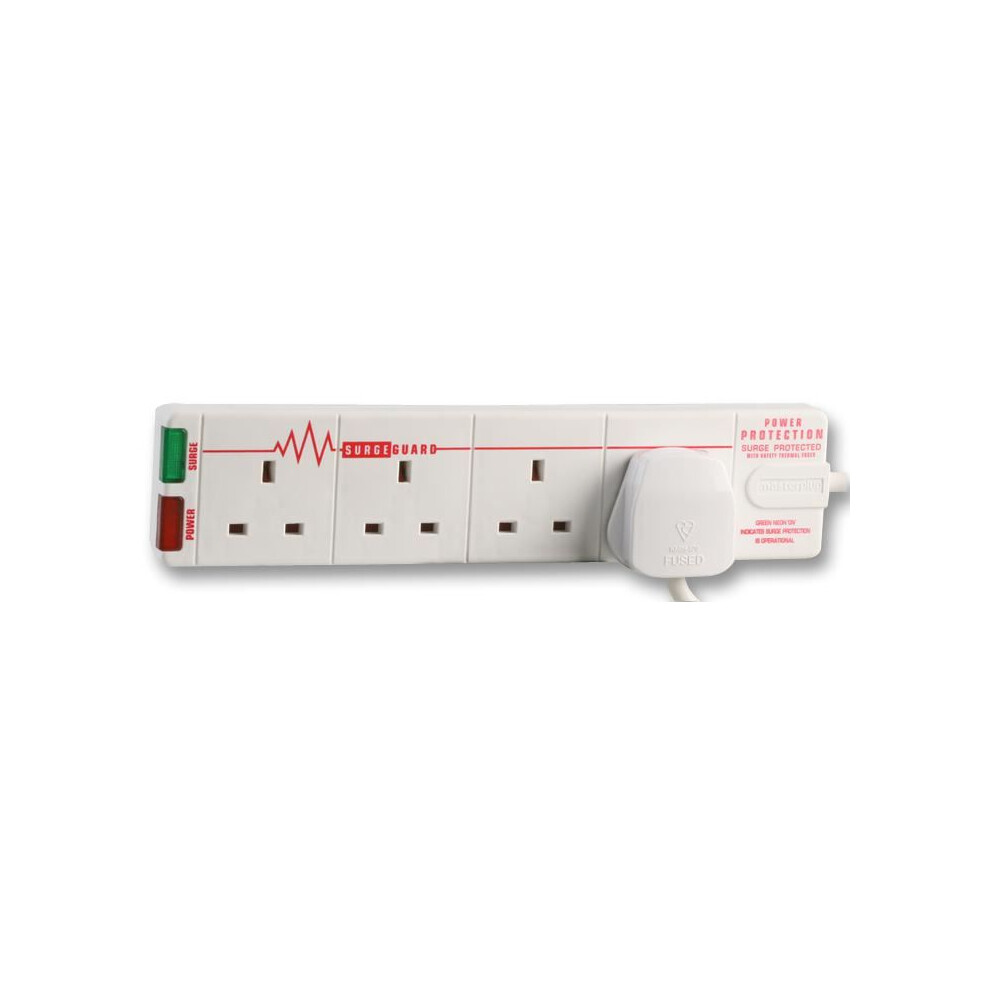 Masterplug - 4 Gang Surge Protected Extension Lead, 2M 3561214112899
