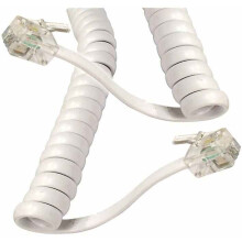 TUK - White RJ10 Plug to Plug Coiled Telephone Handset Lead - 1.8m