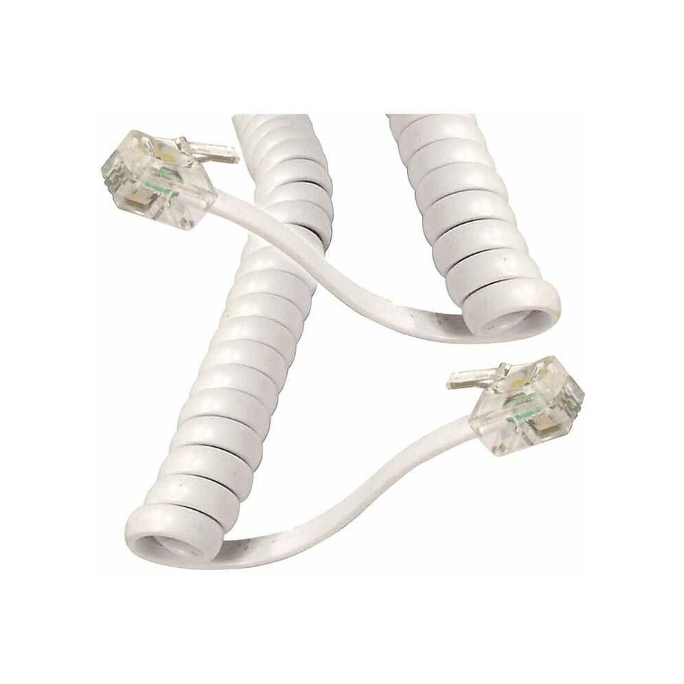 Tuk - Rj10 Plug To Plug Coiled Telephone Handset Lead - 1.8M White 5055386502384