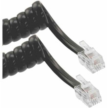 TUK - Black RJ10 Plug to Plug Coiled Telephone Handset Lead - 3.7m