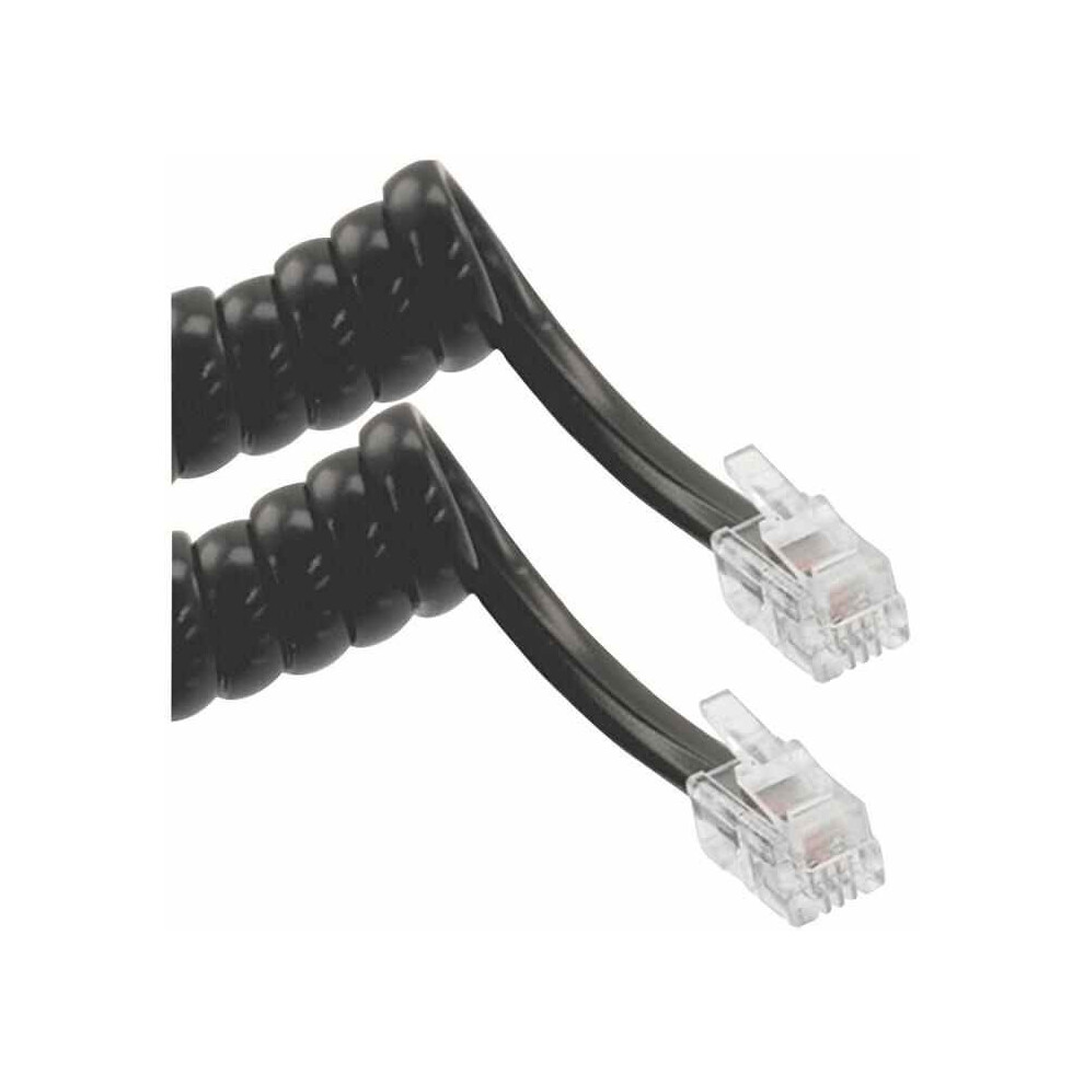 Tuk - Rj10 Plug To Plug Coiled Telephone Handset Lead - 3.7M Black 5055386500878