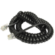 RARAION - Black RJ10 Plug to Plug Coiled Telephone Handset Cable - 5m