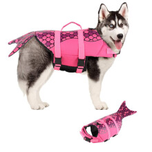 Dog Life Jacket, Ripstop Pet Life Vest Swimming Preserver, Adjustable Dog Floatation Life Saver With Strong Rescue Handle For Small, Medium And Large