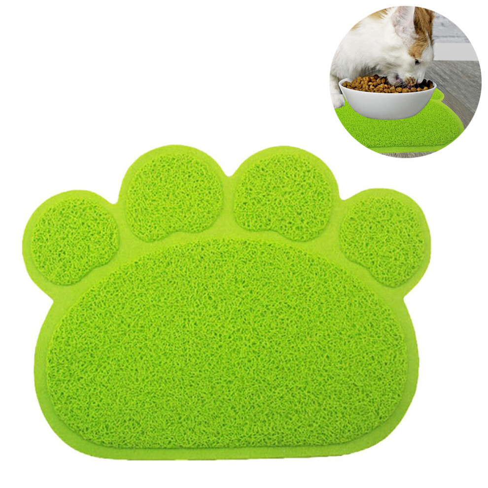 Pvc Pet Dog Cat Dish Bowl Food Water Placemat Mat Paw Shape,40X30Cm-Green