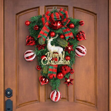(VariantValue) Christmas Wreath Garland Candy Cane Bow Ornament Front Door Wall Home Decor