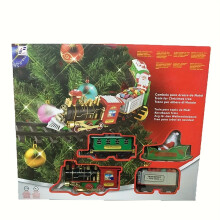 (1 Set Holiday season Train) Santa Claus Electric Christmas Train Set with Realistic Sounds - Battery-Powered Toy Track Car