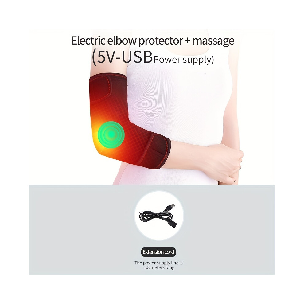 (Heating Massage type) USB Heated Elbow Support Brace With Vibration Massage - 3-Temperature Control Settings