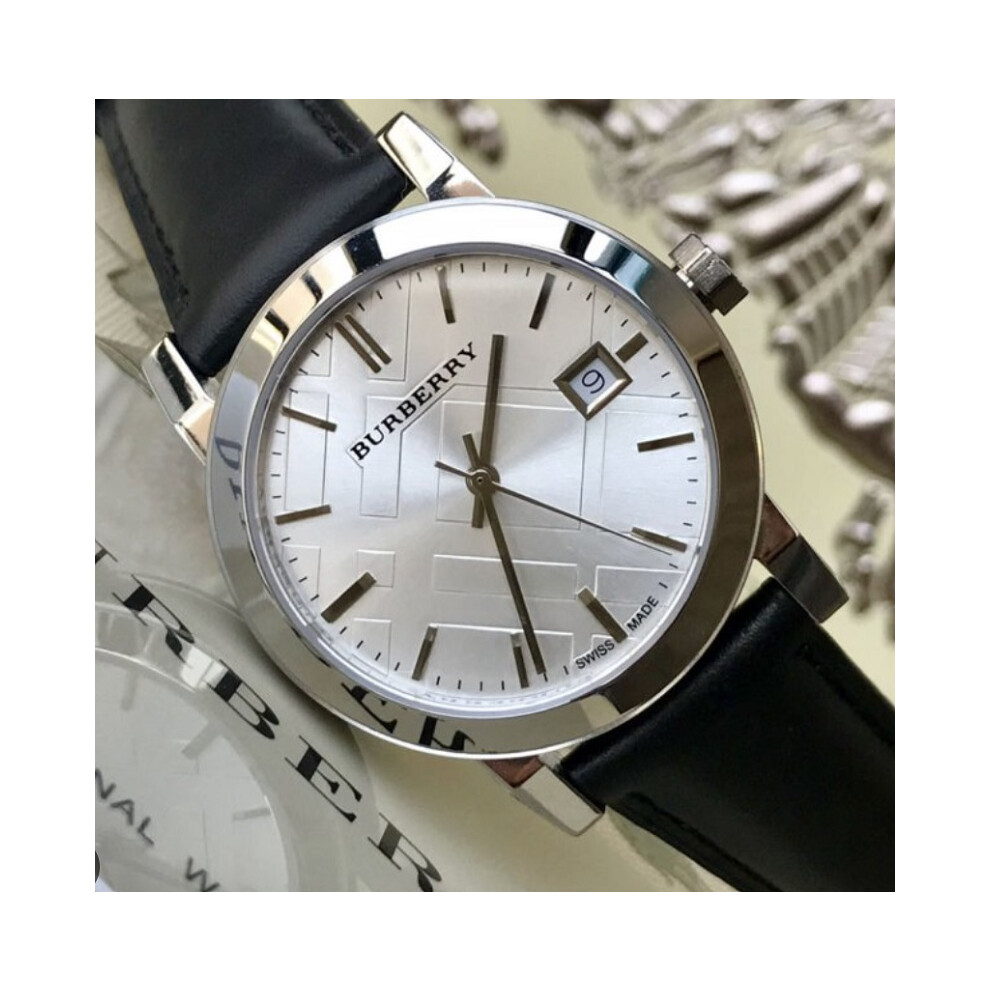 BURBERRY BU9106 WOMEN'S WATCH BLACK STRAP SILVER DIAL SILVER CASE