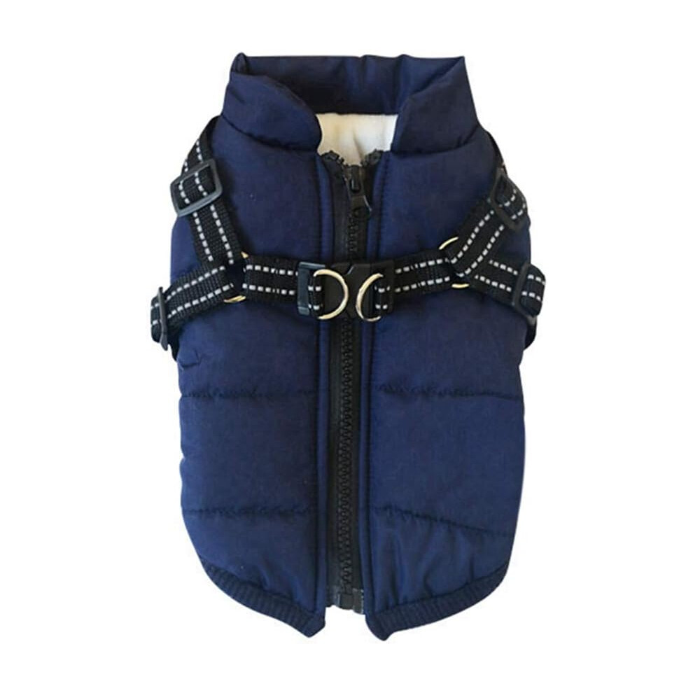Cyan Dog Jacket Winter Vest Jackets Dog Coat Dog Sweater Pet Ski Suit Sleeveless Cotton Padded Vest With Chest Strap