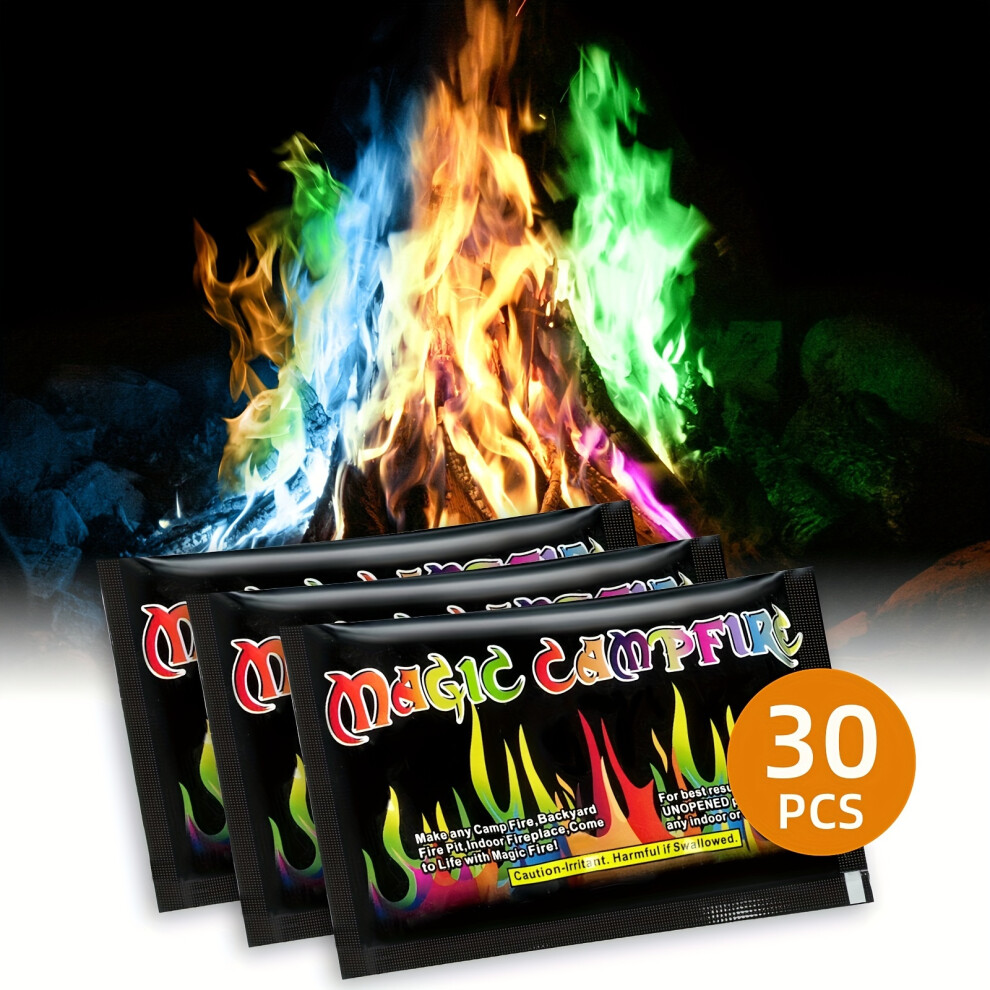 Mdsrjone (30 Packs) Magic Coloful Flame For Campfires: 30 Fire Colour Changing Sachets - Mystical Flames Colorant