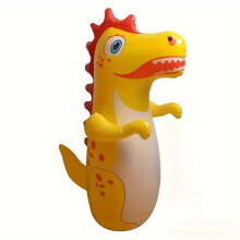 (Yellow, 1pc) Dinosaur Inflatable Punching Bag - Vertical Boxing Tumbler Toy for Kids