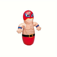 (Red, 1pc) 1pc Bop Bag, Inflatable Bouncer Toy, Cartoon Play Boxing Doll Wrestler