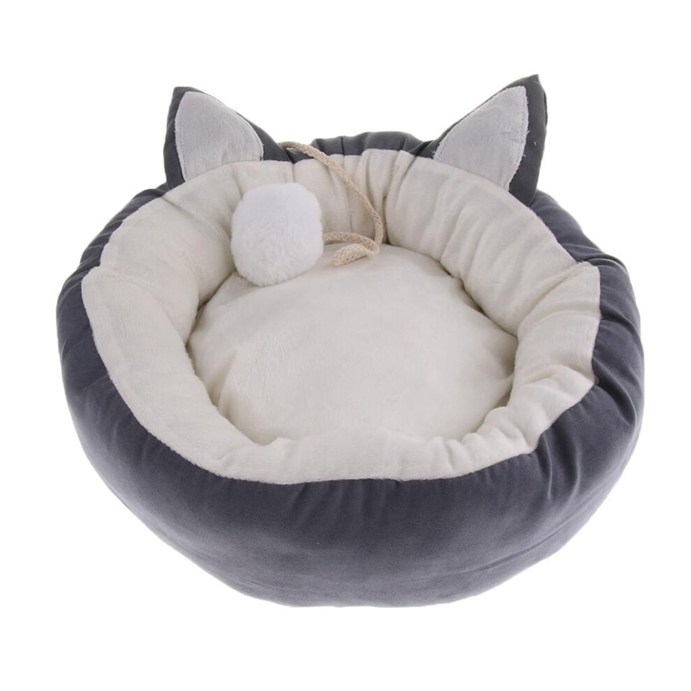 Pet Dog Puppy Round Bed Soft Plush Warm House Nest Mat Pillow Gray,M-image-OPC-PFCKJVJ-NEW