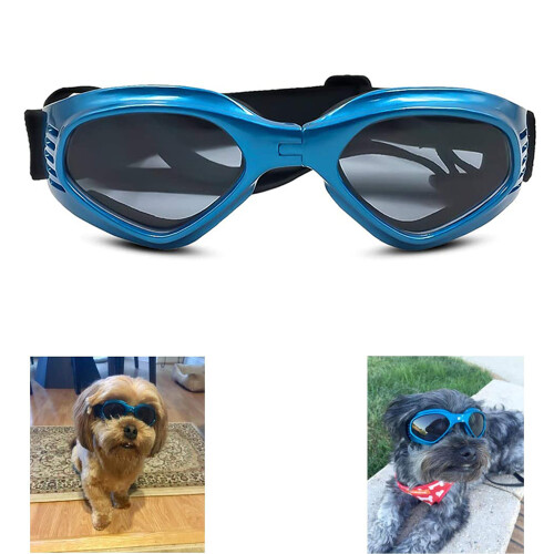 Dogsunglasses,Adjustable Strap For Uv Sunglasses,Blue Frame Gray Piece 2