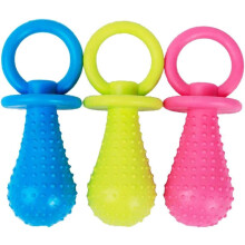3Pcs Rubber Milk Bottle Dog Shaped Pacifier Squeaky Pet Toy Chew Teething Molar Toy 3 Rubber Pacifier Toys