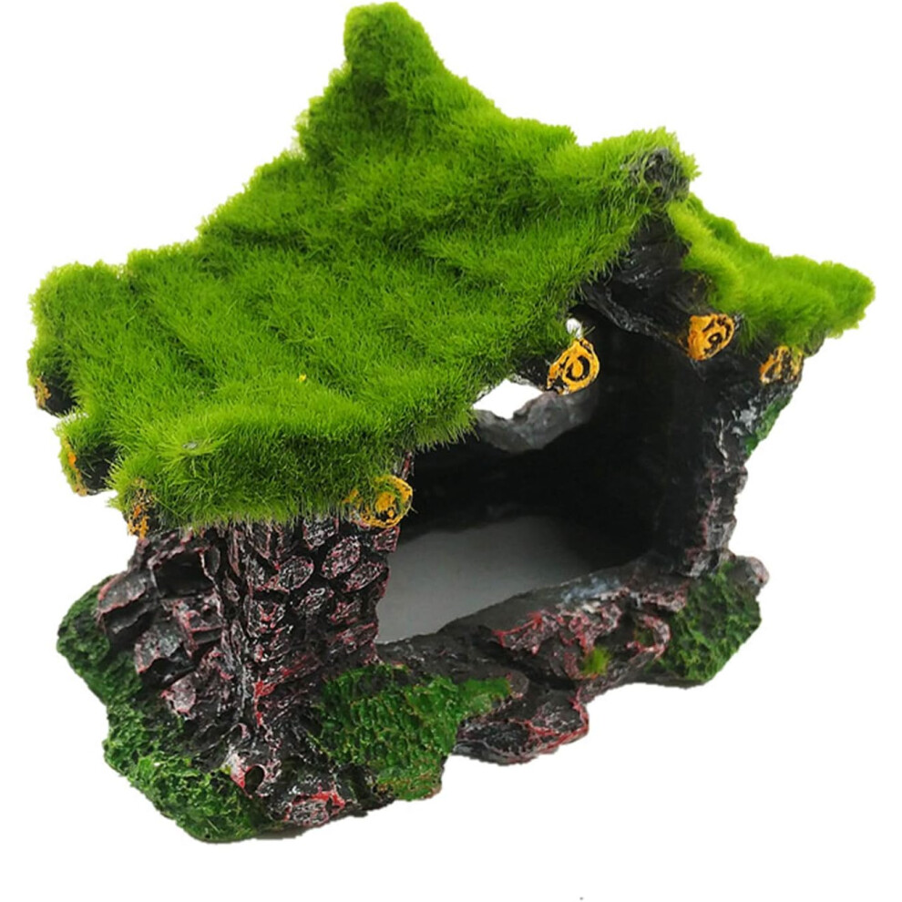 Resin Hollow Hideout House Aquarium Decoration House Betta Fish Log Driftwood Props Cave Ornament