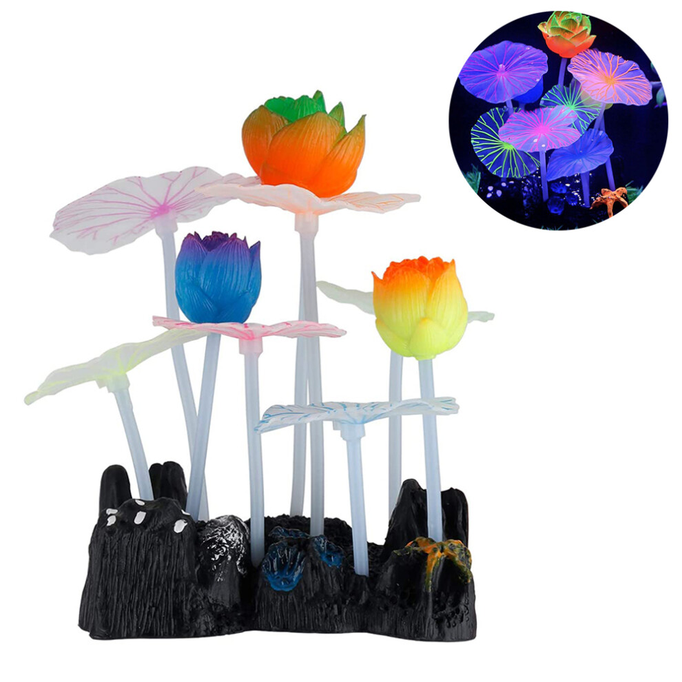 Fish Tank Decoration|3 Lotus 6 Transparent Lotus Leaves - Fish Tank Landscaping Decorations