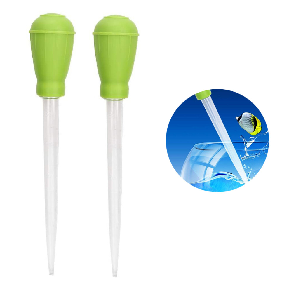 30Ml Fish Tank Water Changer Aquarium Dropper 2-Pack,Green