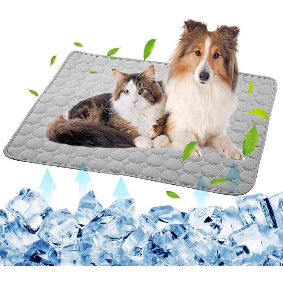 Dog Self Cooling Mat Pet Washable Summer Cooling Pads Cooling Blanket Hot Weather Sleeping Kennel Matice Silk Sleep Mat Pad-Grey