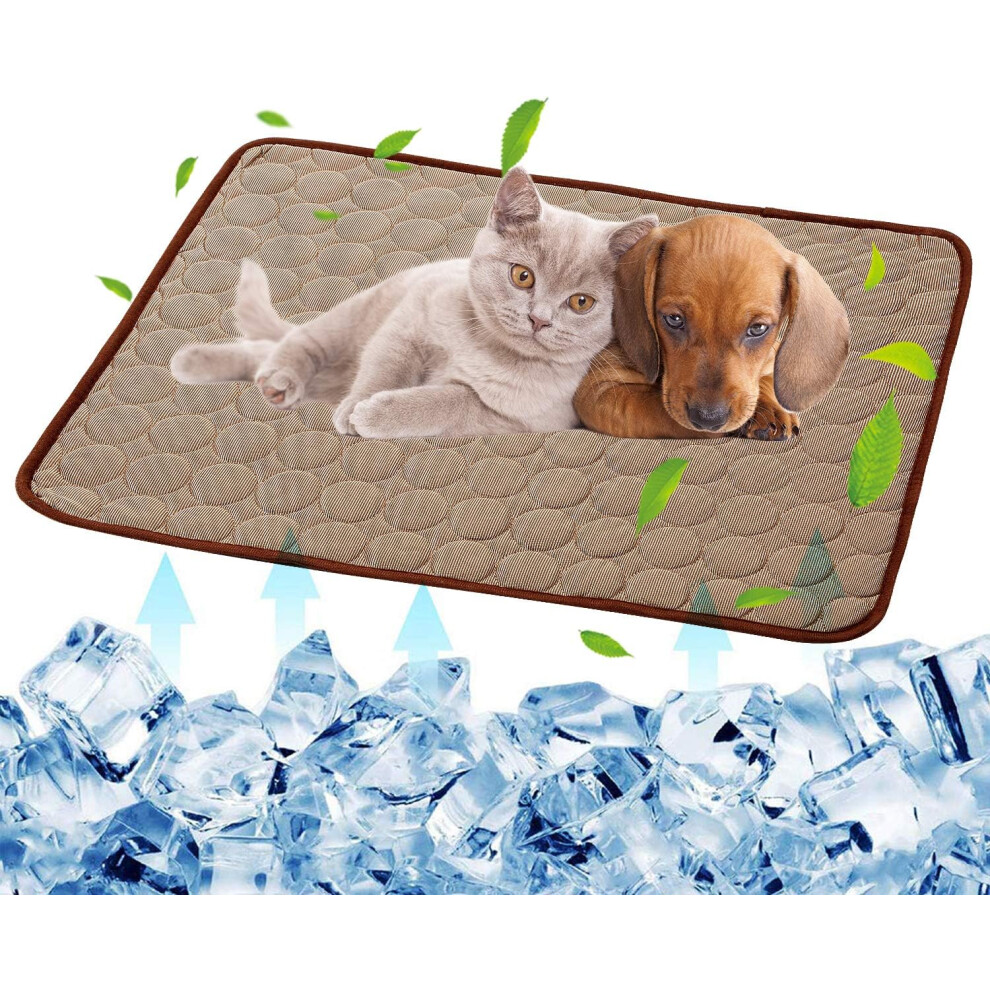 Dog Self Cooling Mat Pet Washable Summer Cooling Pads Cooling Blanket Hot Weather Sleeping Kennel Matice Silk Sleep Mat Pad-Coffee