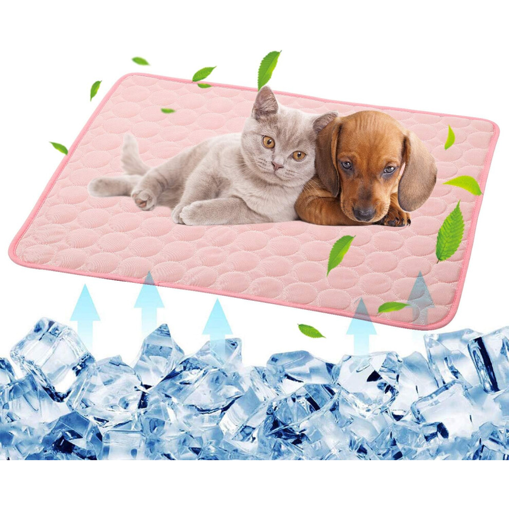 Dog Self Cooling Mat Pet Washable Summer Cooling Pads Cooling Blanket Hot Weather Sleeping Kennel Matice Silk Sleep Mat Pad-Pink