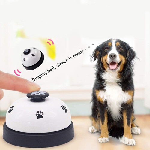 Pet Bell, 2 Pack Metal Bell Dog Training With Non Skid Rubber Bottoms-White 2