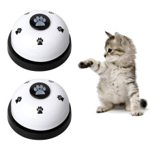 Pet Bell, 2 Pack Metal Bell Dog Training With Non Skid Rubber Bottoms-White
