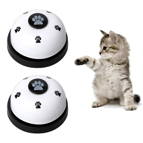 Pet Bell, 2 Pack Metal Bell Dog Training With Non Skid Rubber Bottoms-White
