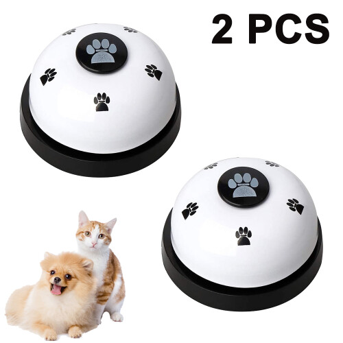 Pet Bell, 2 Pack Metal Bell Dog Training With Non Skid Rubber Bottoms-White 1