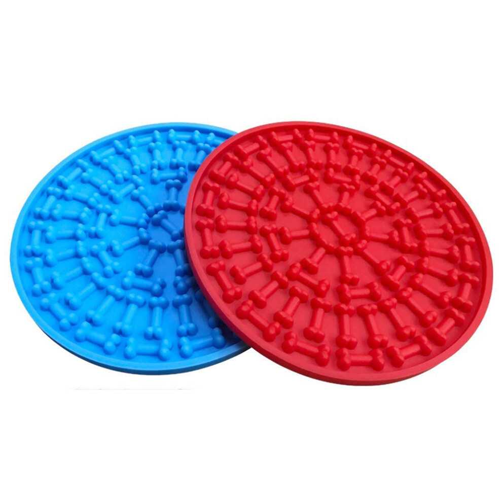 Pet Food Stamp | 2 Pcs Pet Silicone Relief Pad-Red+Blue