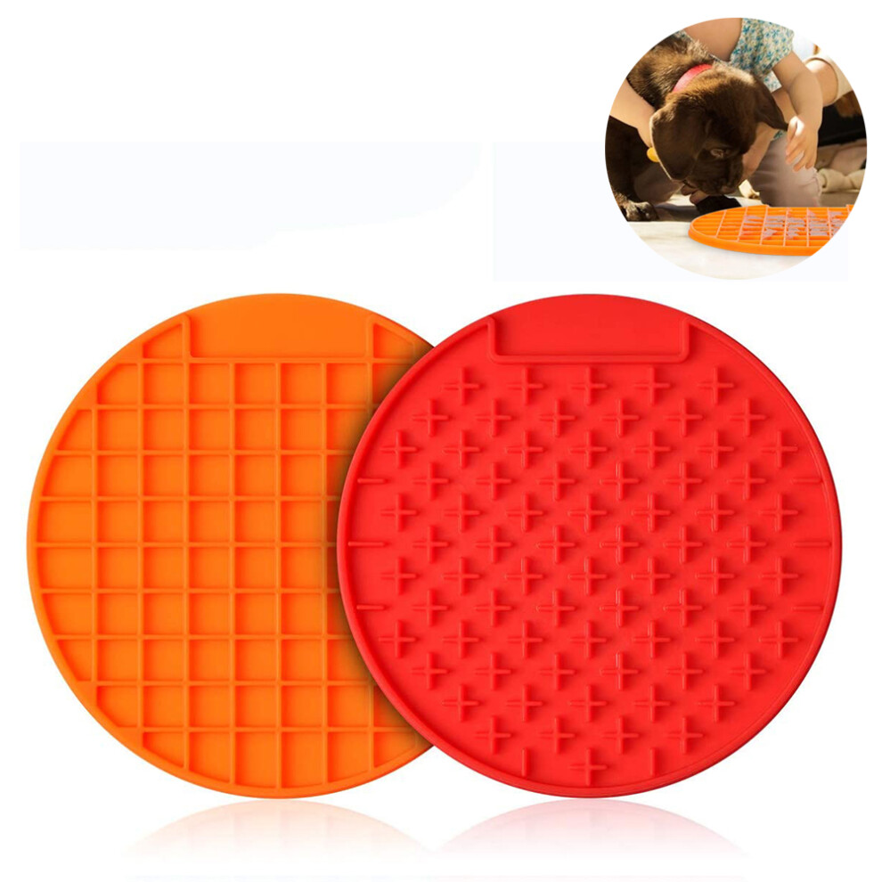 Cadbury Lick Mat For Dogs Large Size 2Pcs, Dog Peanut Butter Lick Pad Red/Orange/Green