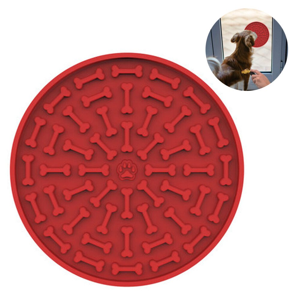 Dog Slow Dispensing Treater Mat Dog Lick Pad Peanut Butter Lick Mat-Red